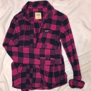 Pink & Navy Hollister Flannel